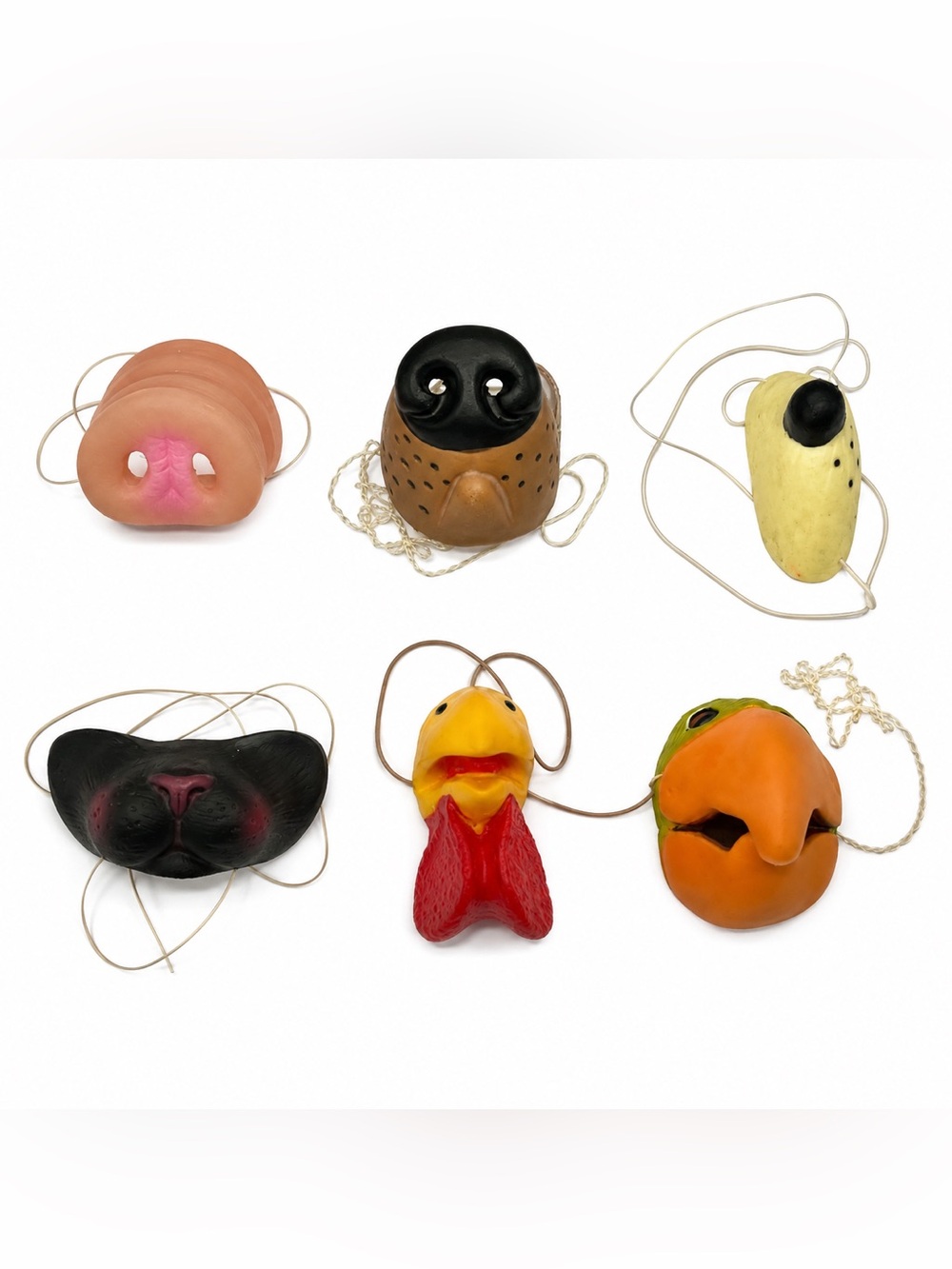 Halloween Vintage Style Animal Nose Mask Lot of 6 Replacement Straps